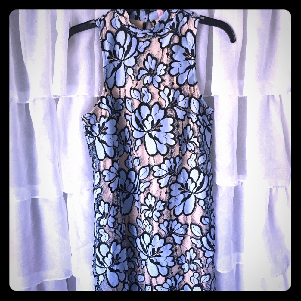 Anthropologie Flowered Mock Turtleneck Dress